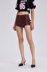 Charline Tokalı Asimetrik Deri Etek